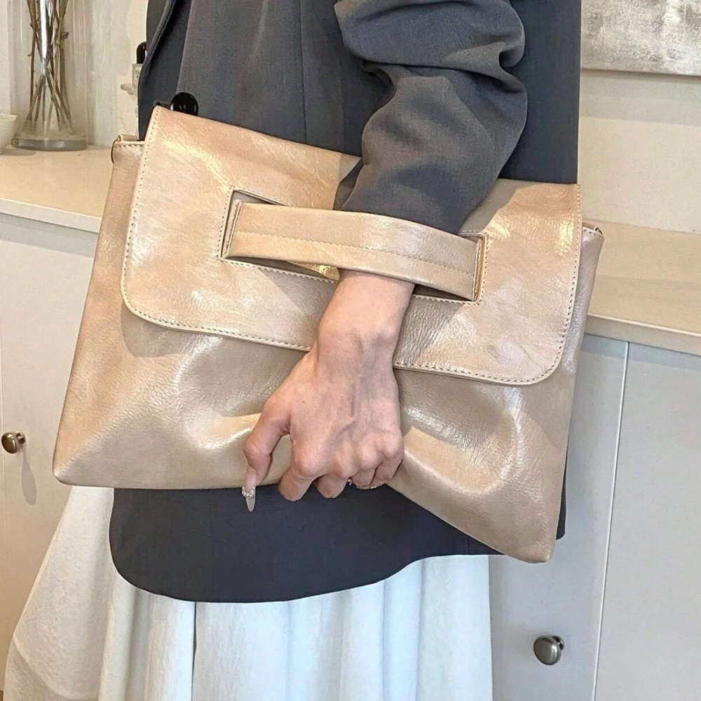 Luxe Vegan Leather Clutch Shoulder Crossbody Bag - Picture 2 of 10
